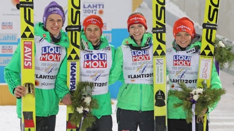 Немецкие прыгуны победили в смешанных командных соревнованиях в Лахти