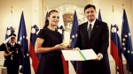 Tina Maze was honored by the President of Slovenia
