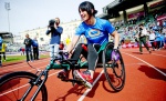 Марит Бьорген проехала дистанцию в инвалидной коляске